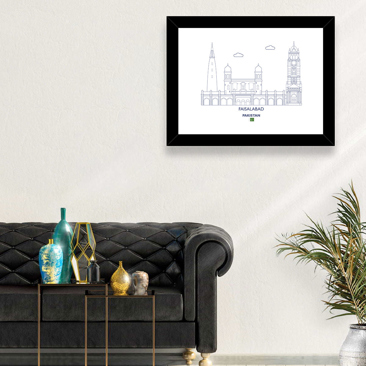 Faisalabad Clock Tower Skyline Wall Art