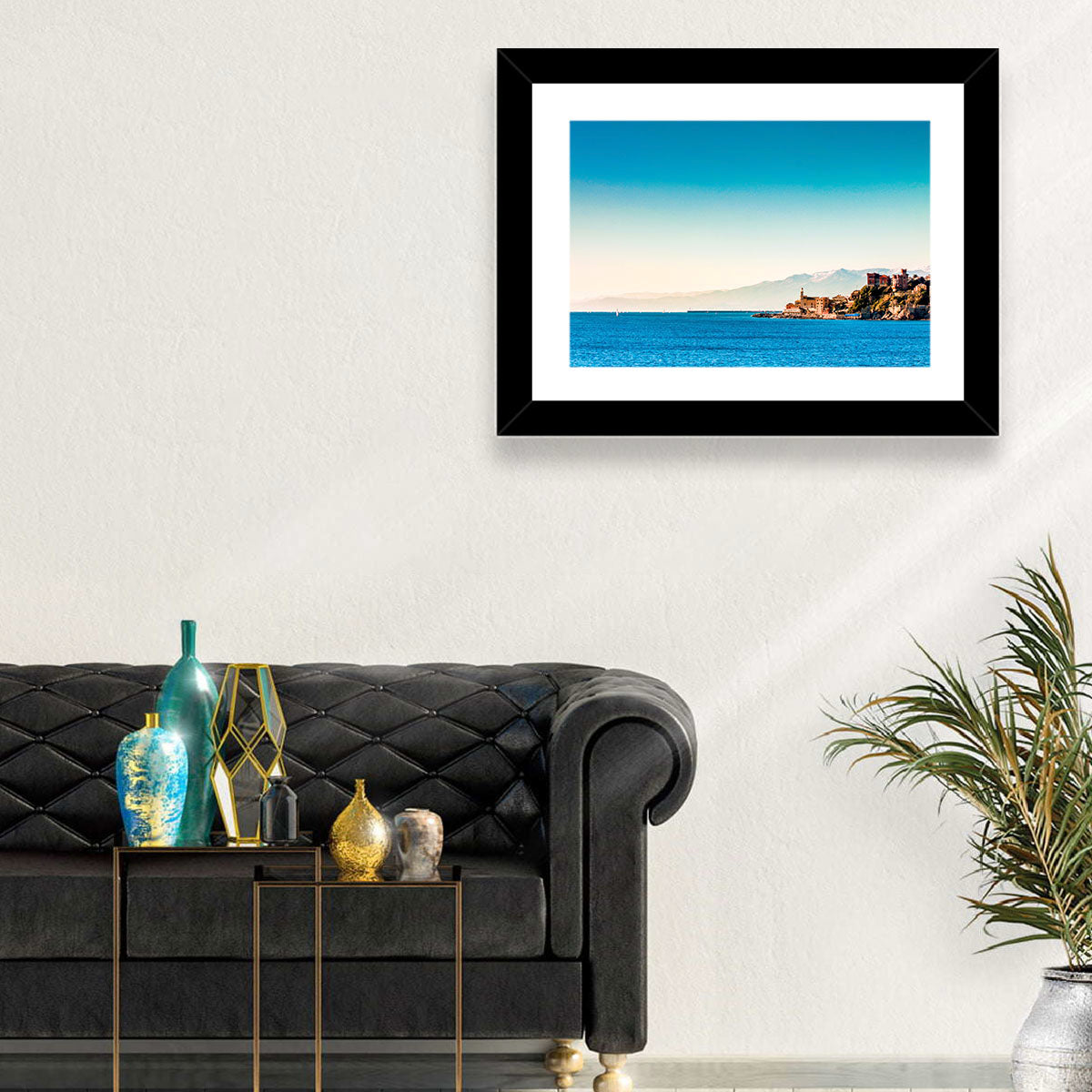 Genoa Coastal Seascape Wall Art in a room, landscape