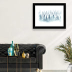 Misty Pine Forest Watercolor Wall Art
