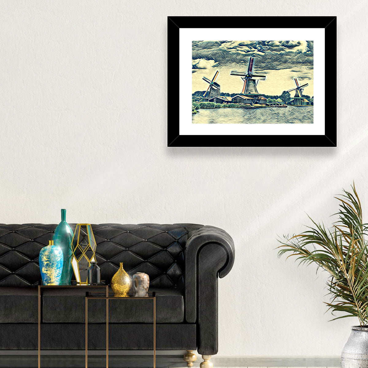 Three Vintage Windmills Wall Art