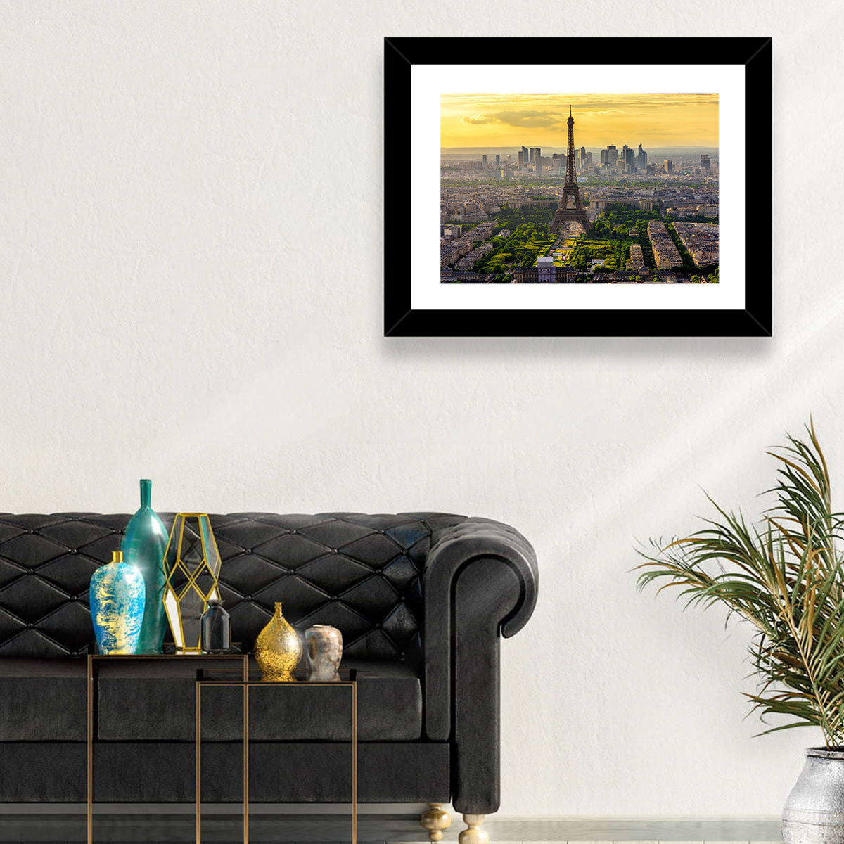 Eiffel Tower at Golden Hour Wall Art in a room, landscape