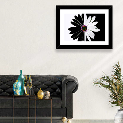 Black and White Daisy with Purple Ring Wall Art