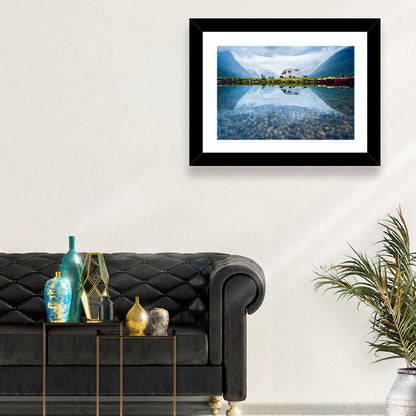 Motorhome by Mountain Lake Wall Art