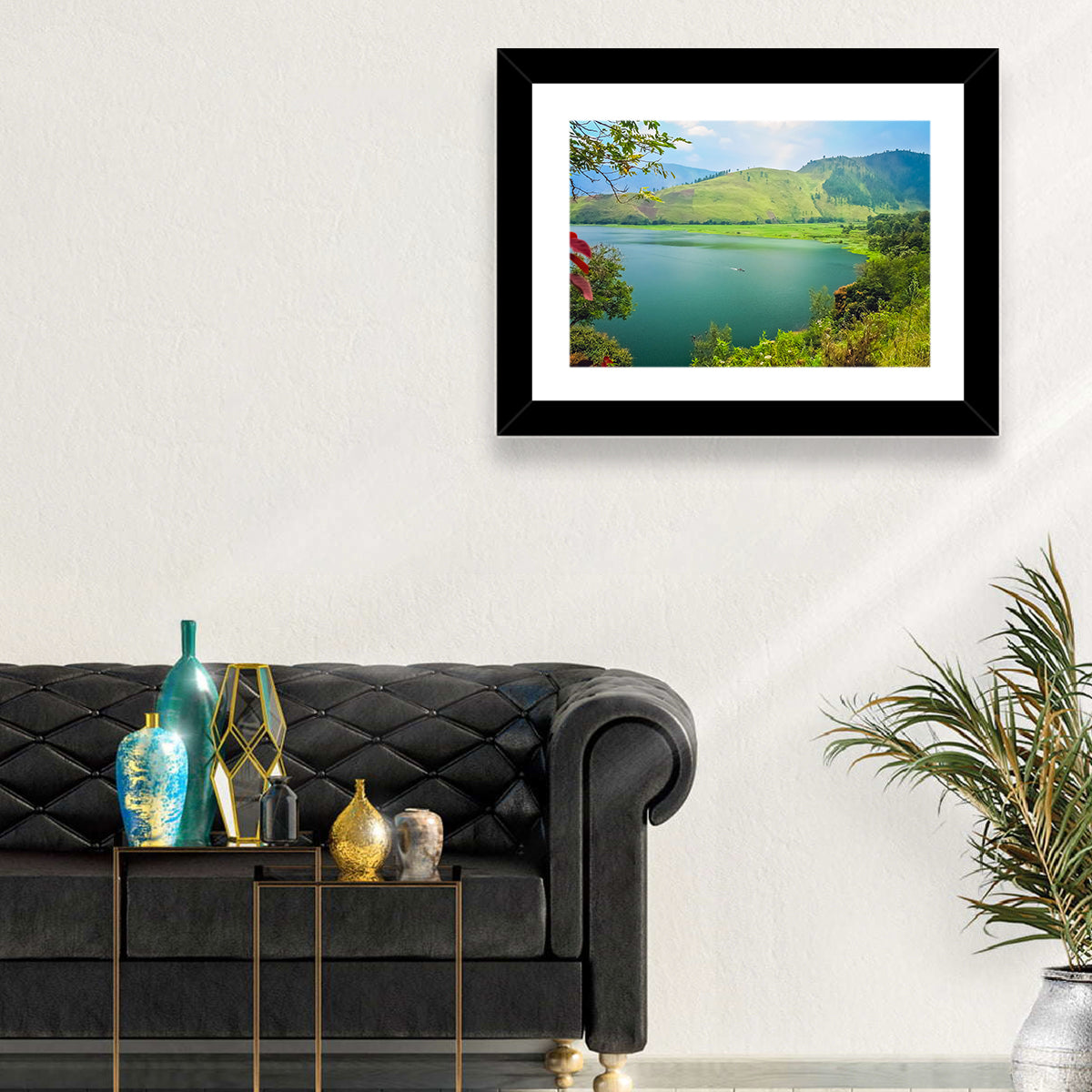 Lake Toba Boat and Hills Wall Art