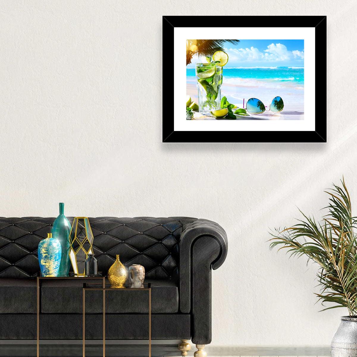 Mojito Beach Scene Wall Art in a room, landscape