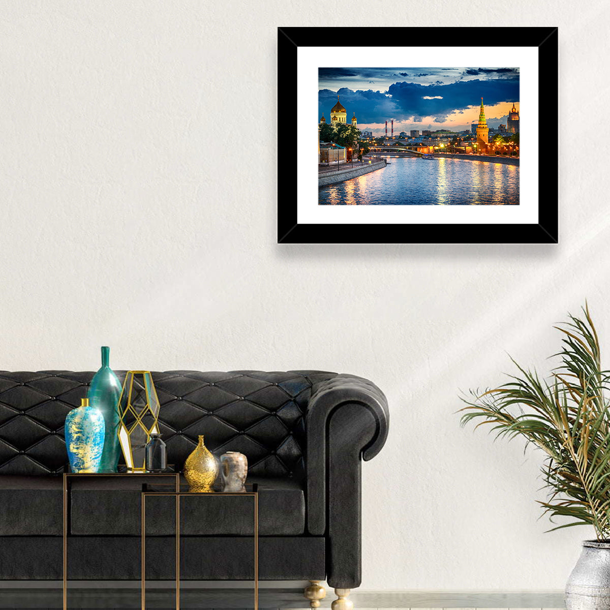 Kremlin on the Moskva River Wall Art in a room, landscape