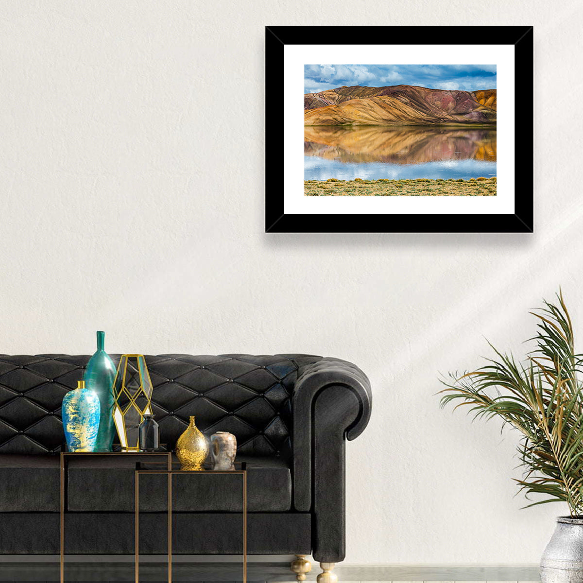 Bulunkul Lake Reflection Wall Art in a room, landscape