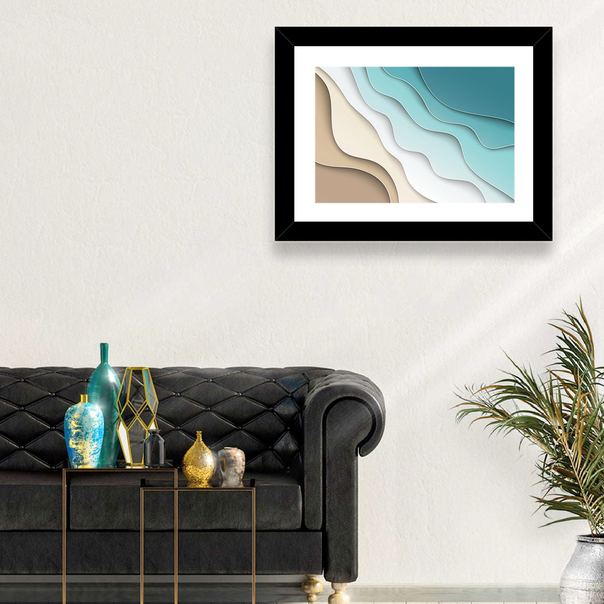 Aerial Beach Layers Wall Art in a room, landscape