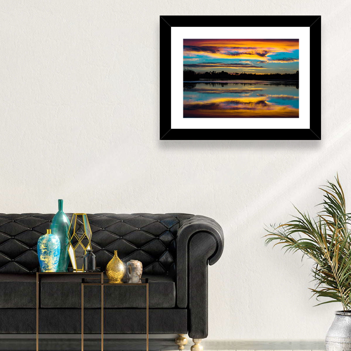 Colorado River Dusk Reflection Wall Art in a room, landscape