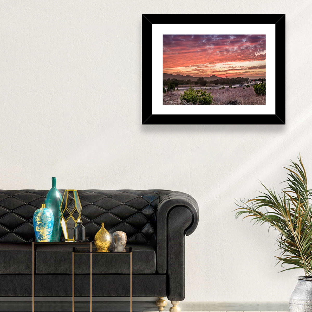 Sunset Curve on Texas Highway 16 Wall Art in a room, landscape