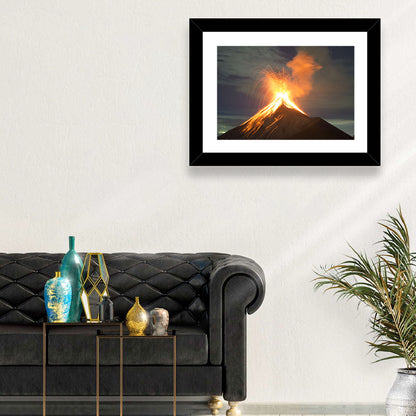 Starry Night Volcano Eruption Wall Art