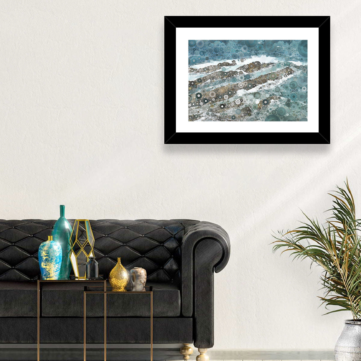Teal Mosaic Ocean Wave Wall Art