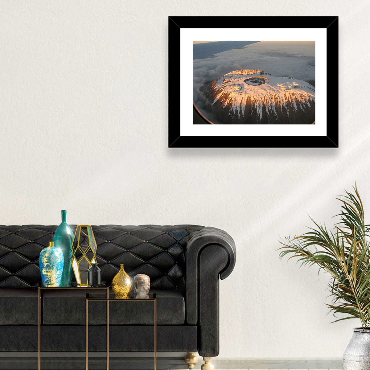Mount Kilimanjaro Sunset Wall Art in a room, landscape