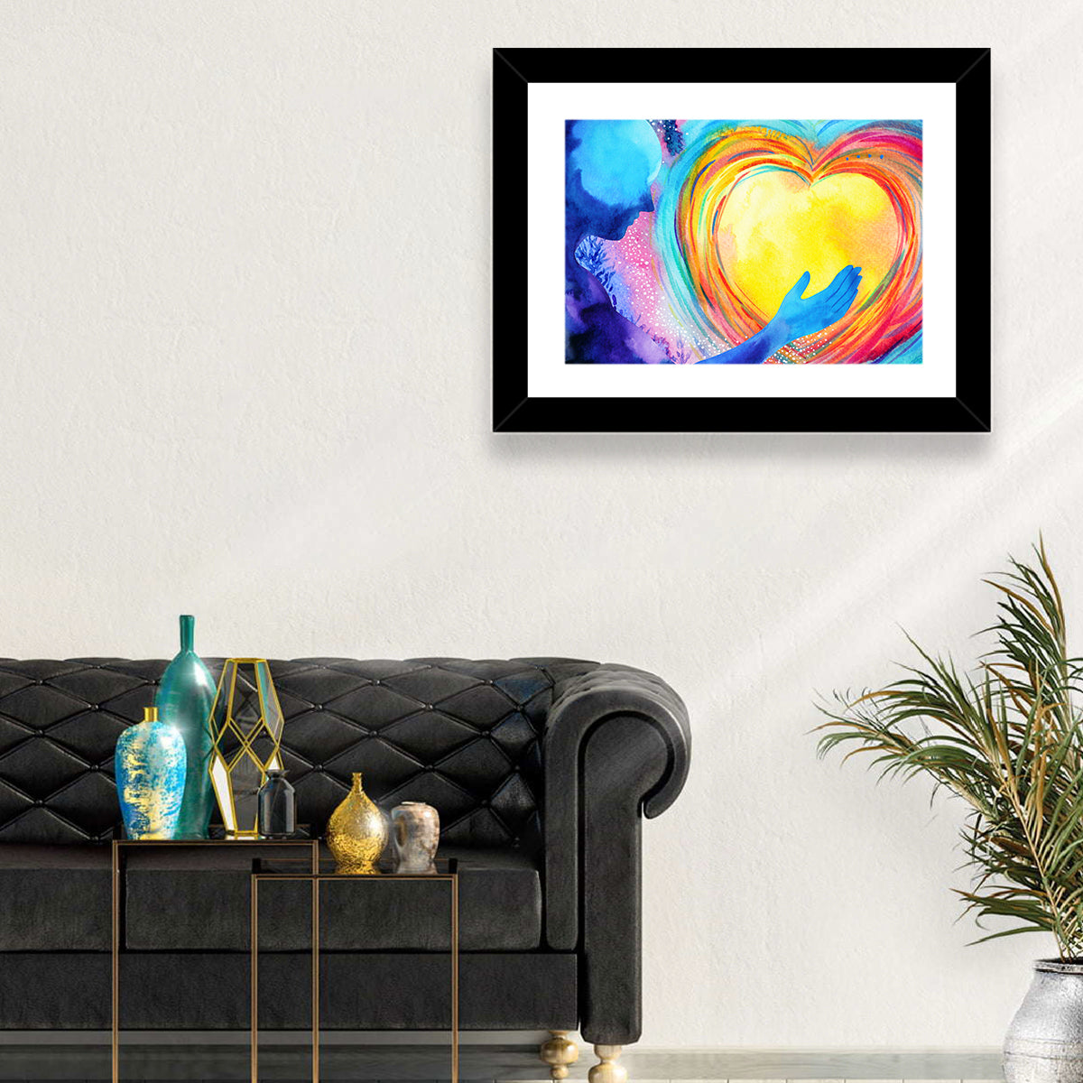 Blue Silhouette with Radiant Heart Wall Art