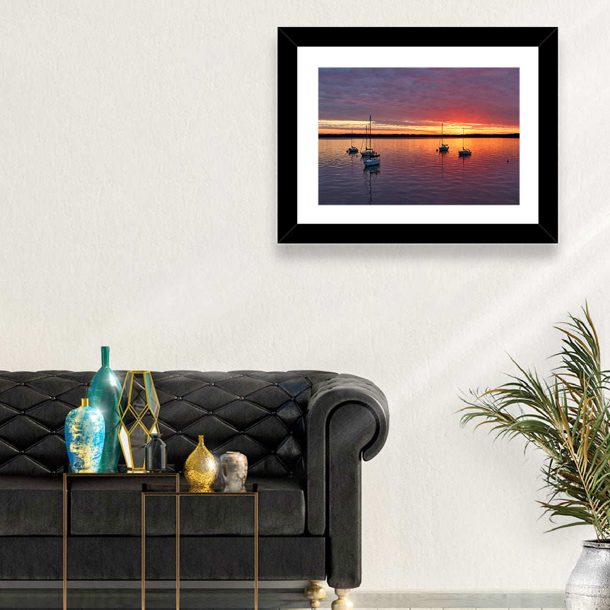 Lake Mendota Sailboats at Sunset Wall Art
