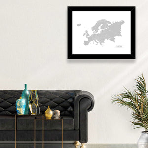 Greyish Europe Map Wall Art