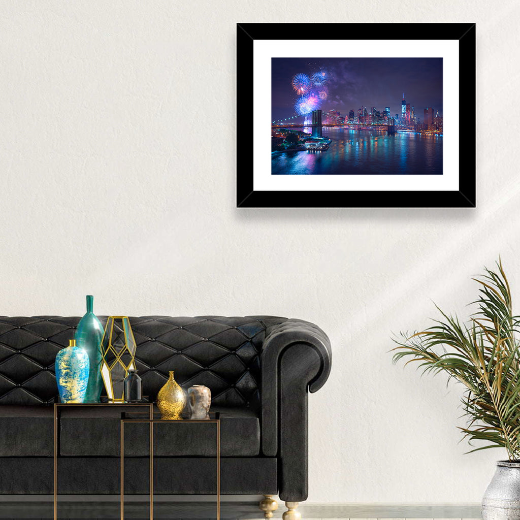 Fireworks Over Brooklyn Bridge Wall Art