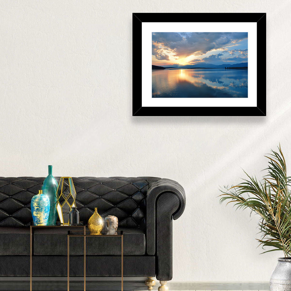 Golden Hour Lake Reflection Wall Art
