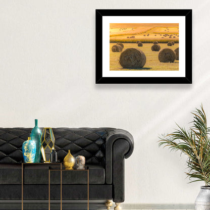 Hay Bales at Golden Hour Wall Art