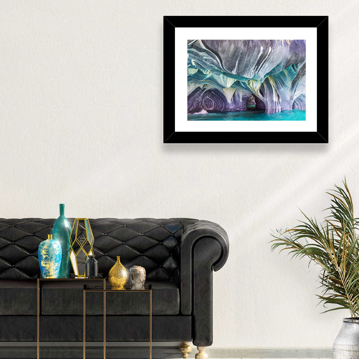 Marble Caves of Lake General Carrera Wall Art in a room, landscape