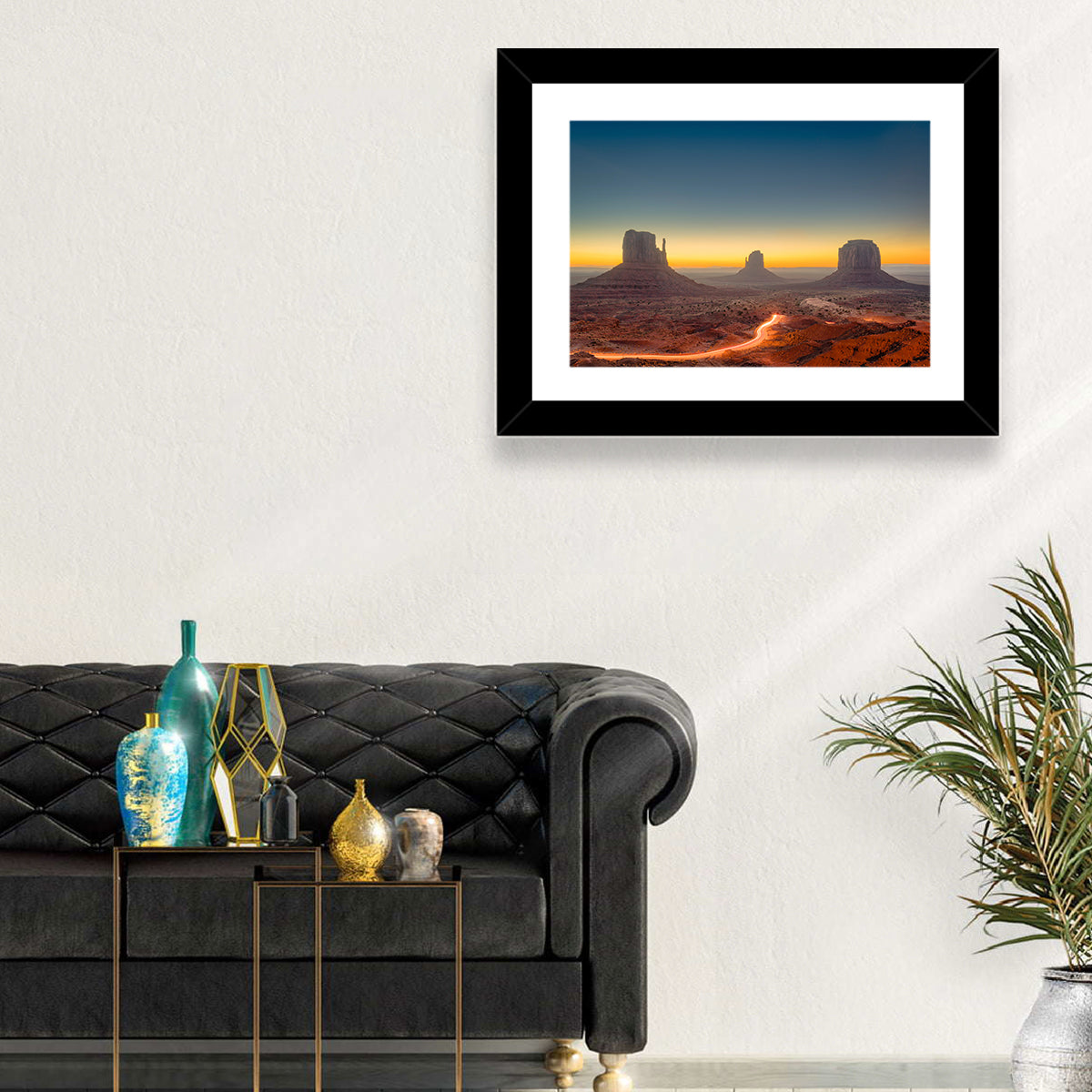 Monument Valley Golden Horizon Wall Art in a room, landscape