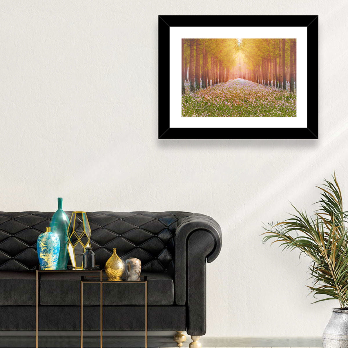 Golden Morning Forest Path Wall Art