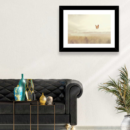 Monarch Over Beige Field Wall Art