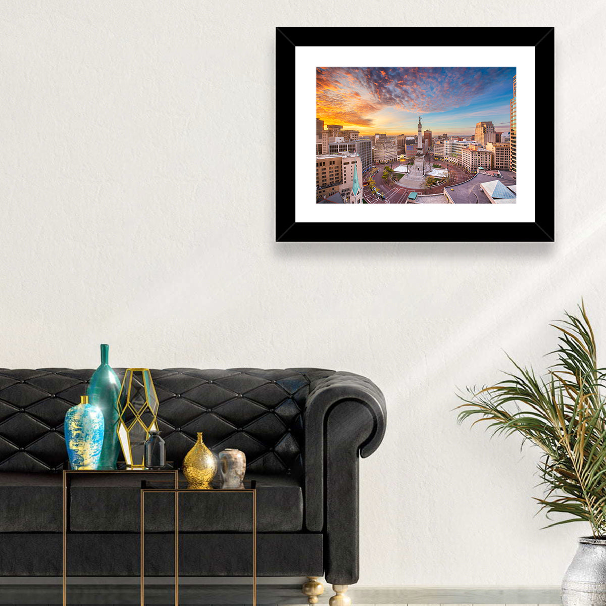 Indianapolis Monument Circle Wall Art in a room, landscape