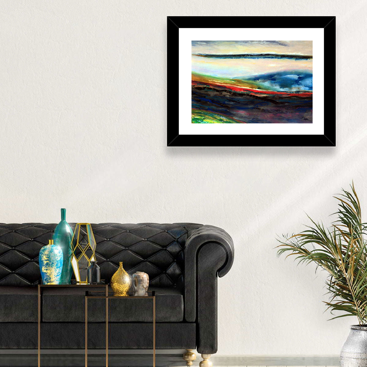 Moody Horizon Stripe Abstract Landscape Wall Art