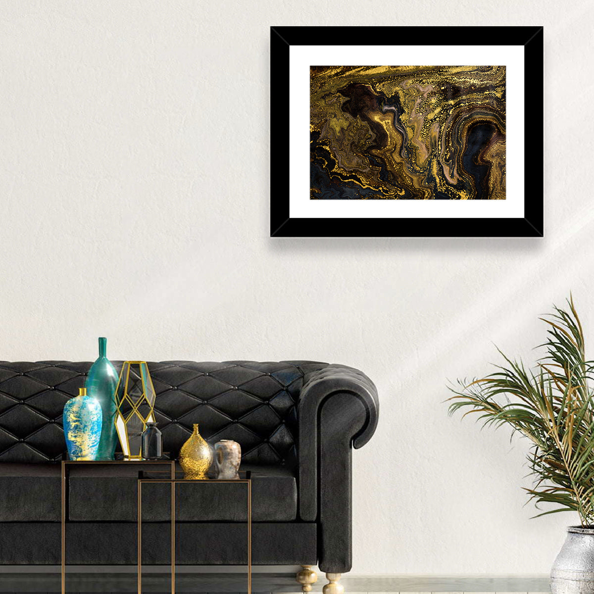 Black and Gold Marble Abstraction Wall Art
