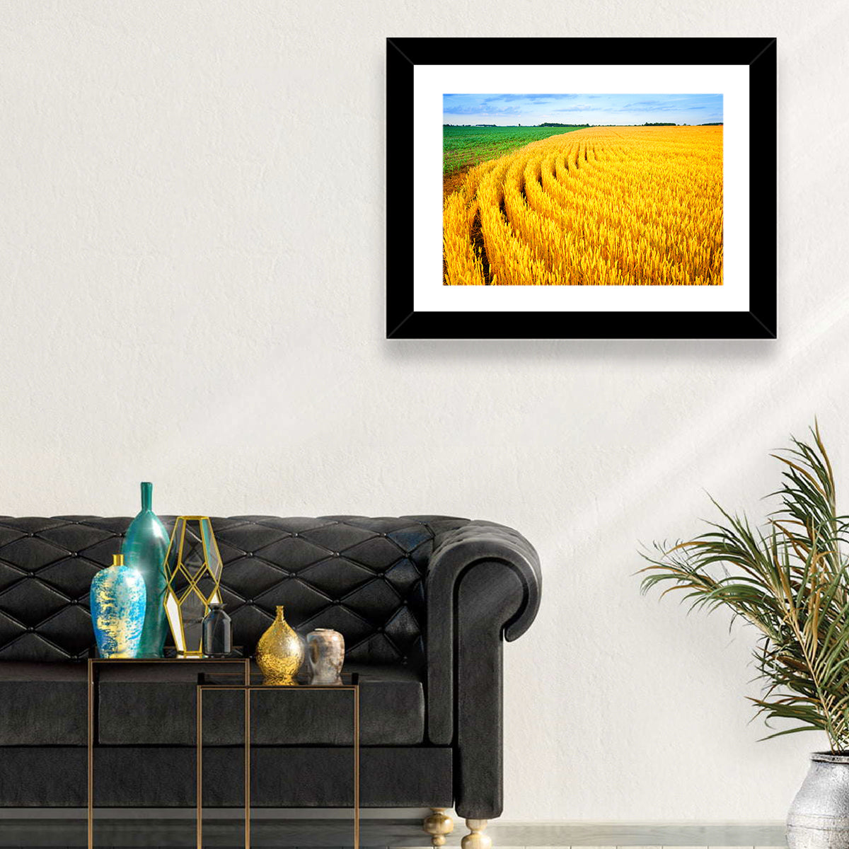 Summer Wheat Field with Curved Paths Wall Art