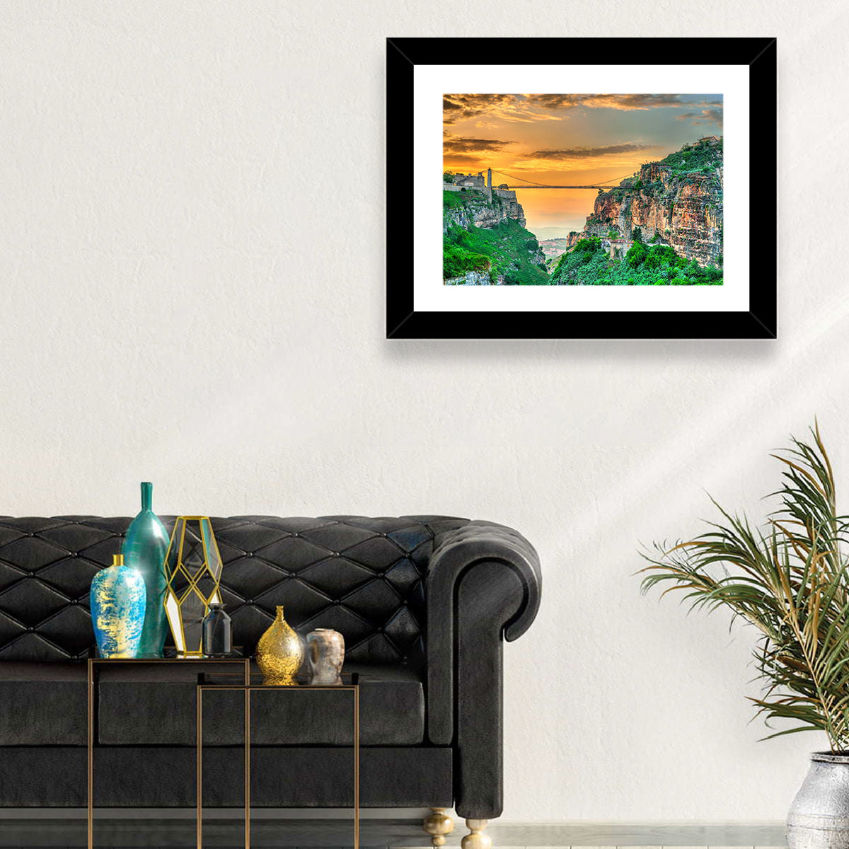 Sidi M'cid Bridge Over Constantine Canyon Wall Art in a room, landscape