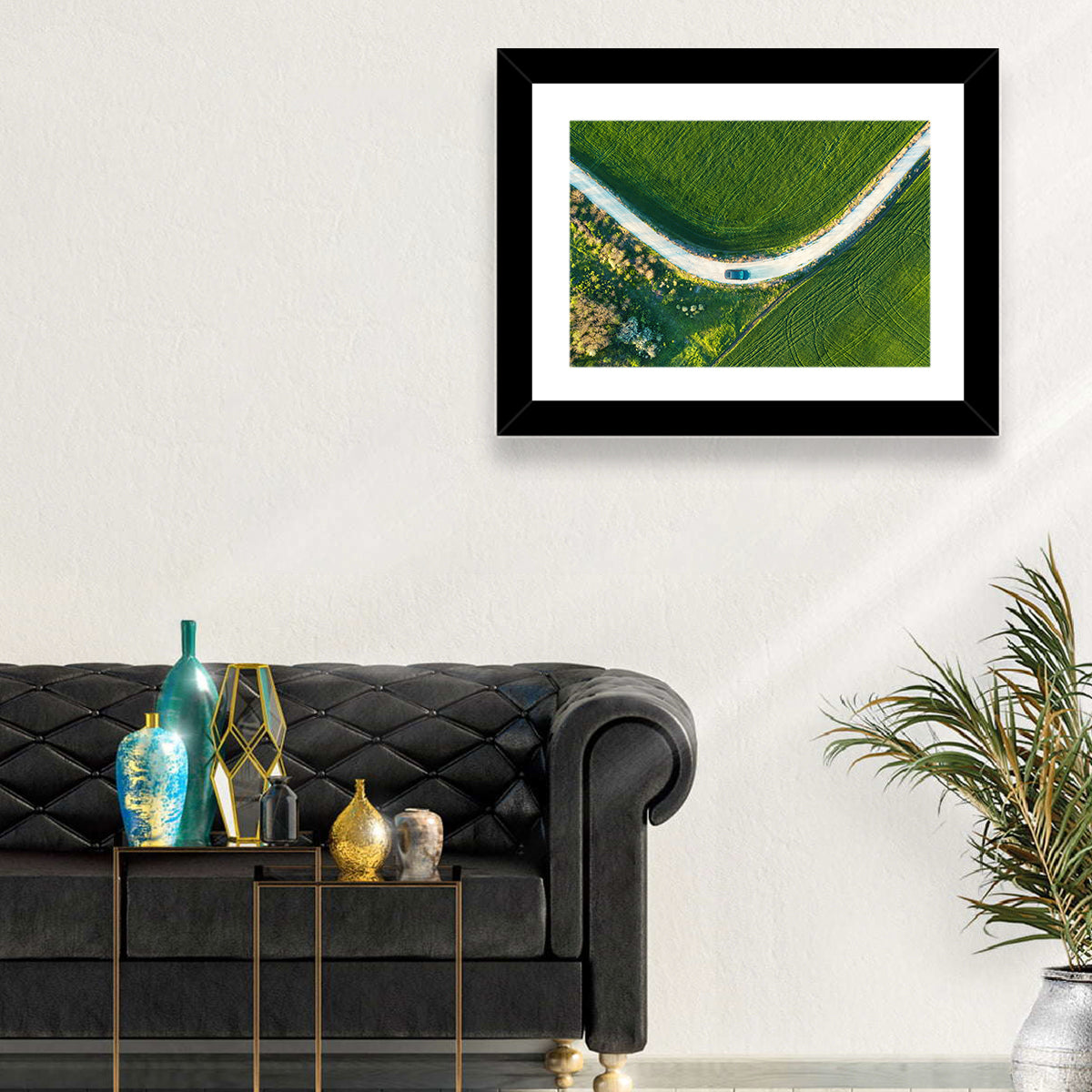 Aerial Farm Fields at Golden Hour Wall Art
