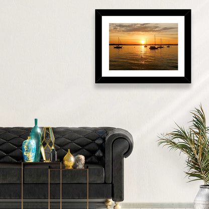 Lake Mendota Golden Sailboats Wall Art