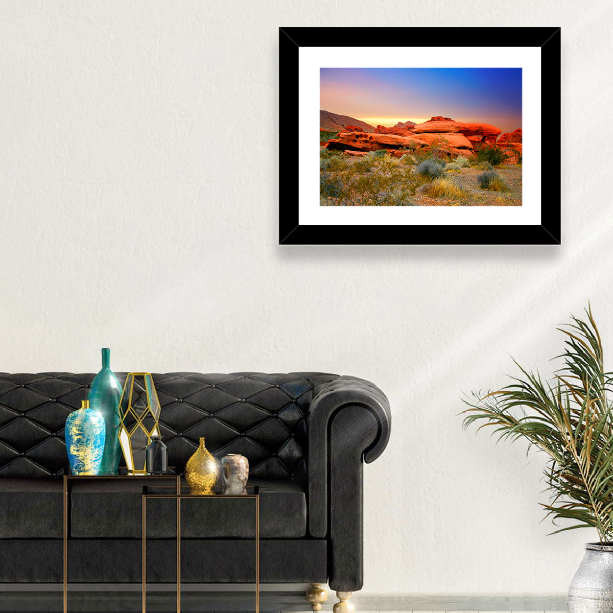 Red Rock Canyon Sunset Wall Art in a room, landscape