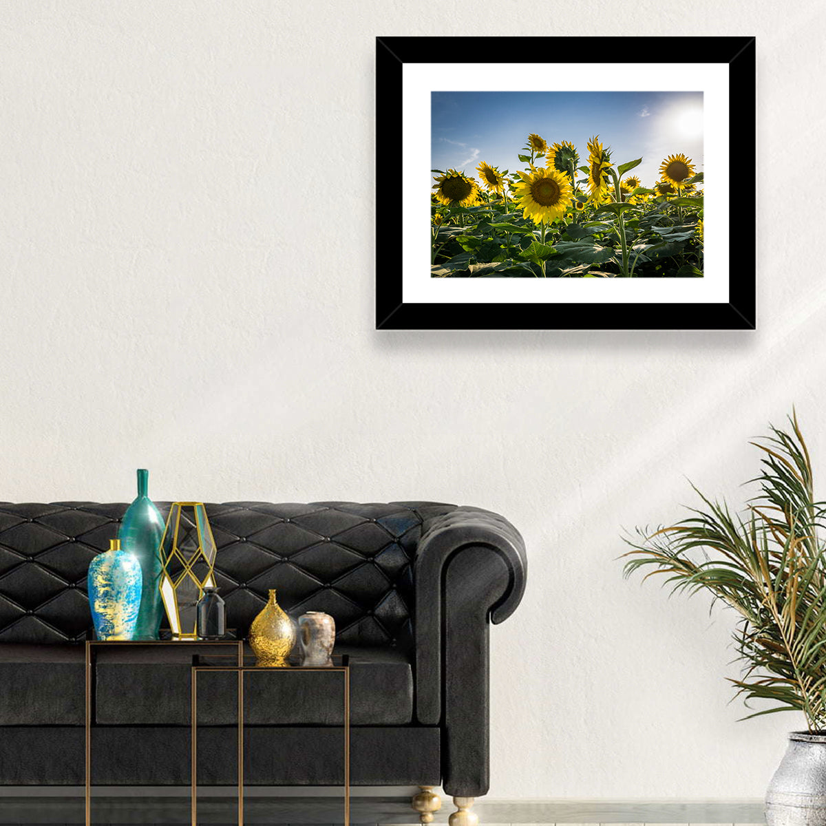 Backlit Sunflower Field Wall Art