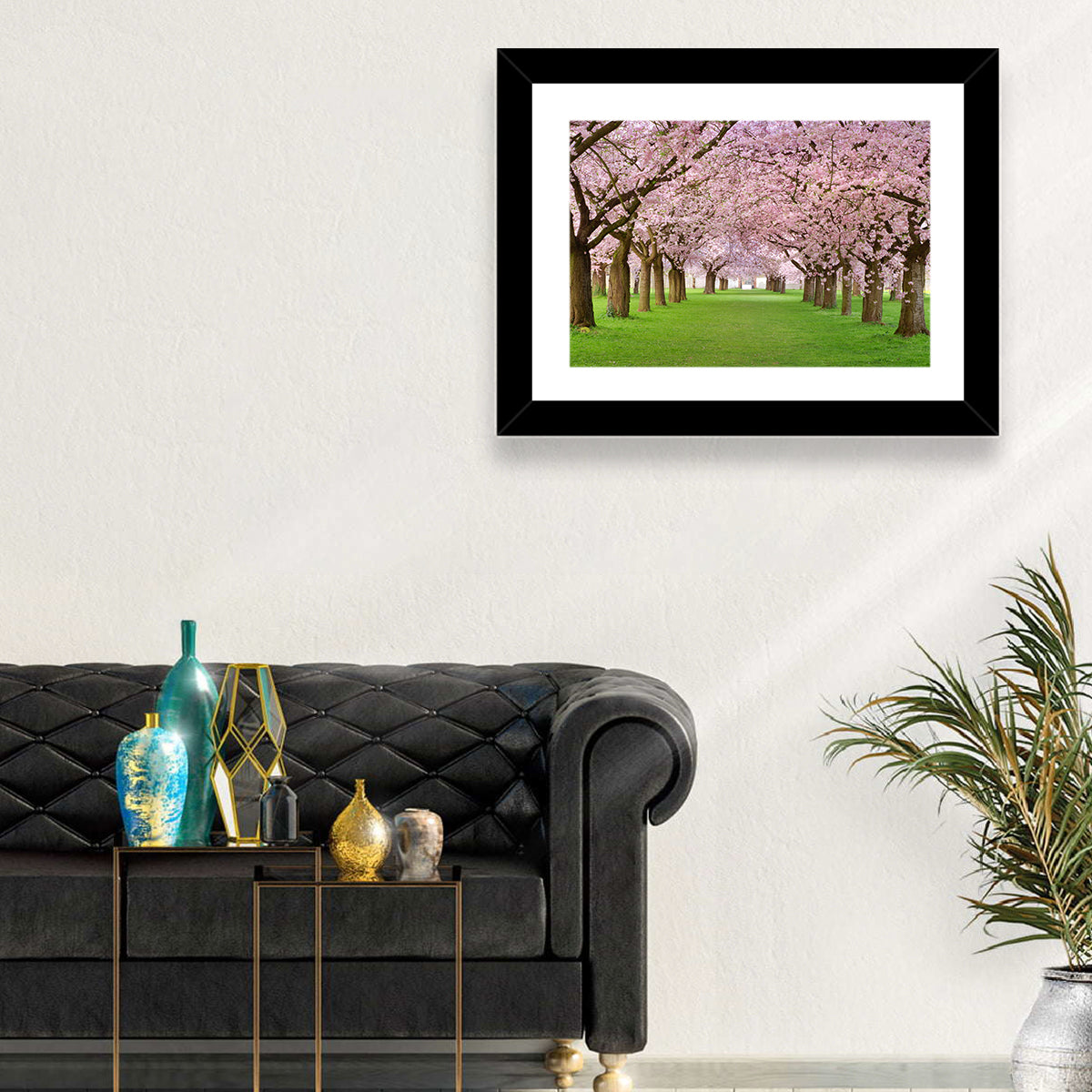 Cherry Blossom Avenue Wall Art in a room, landscape