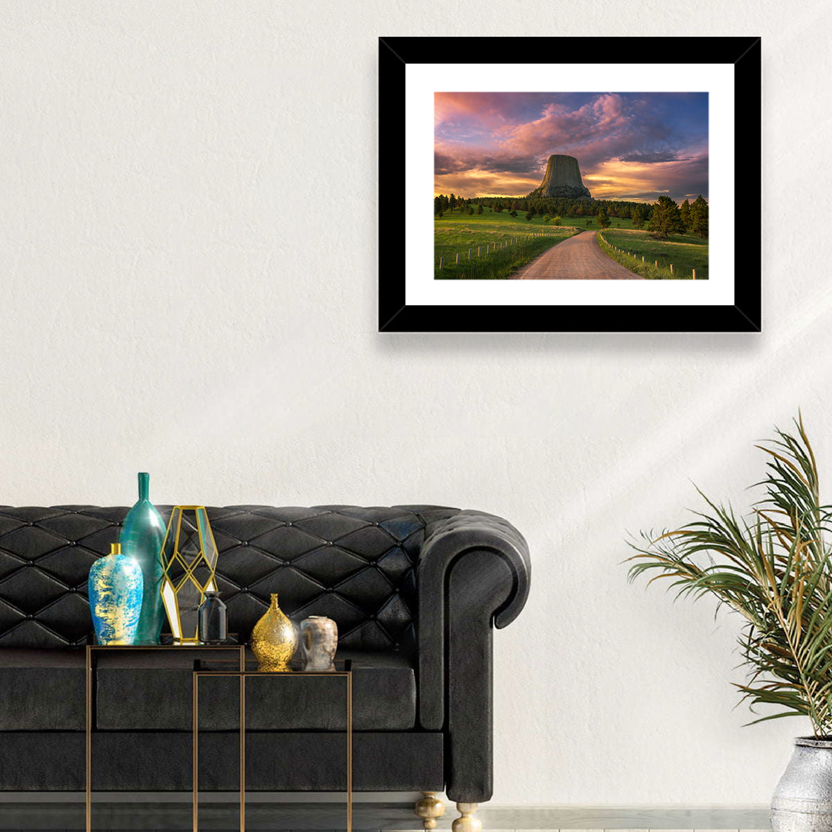 Devils Tower at Sunset Wall Art in a room, landscape