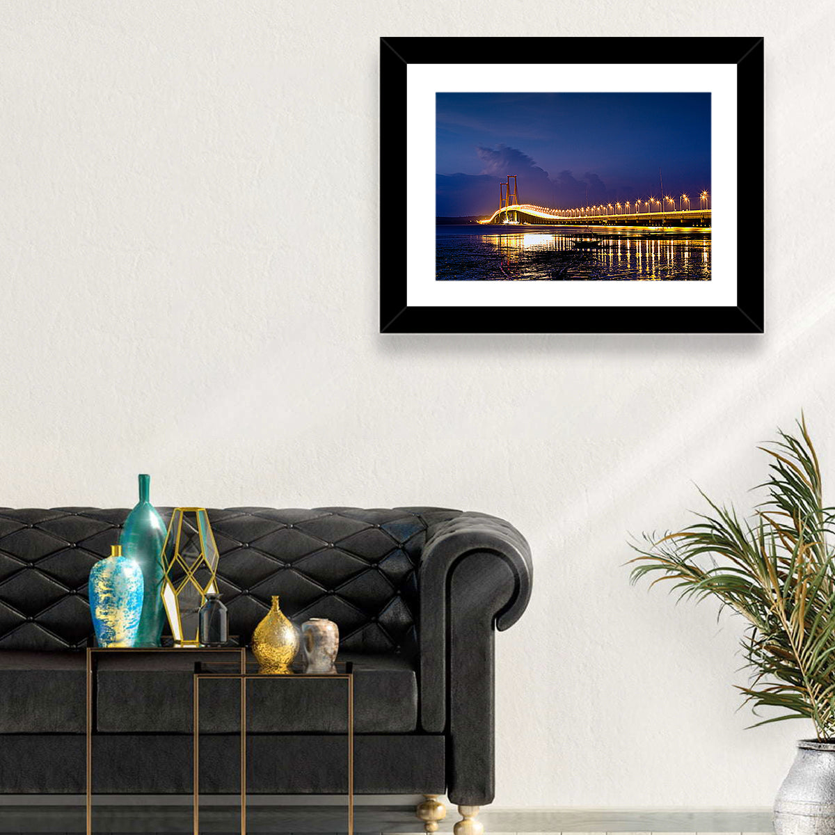 Suramadu Bridge at Dusk Wall Art in a room, landscape