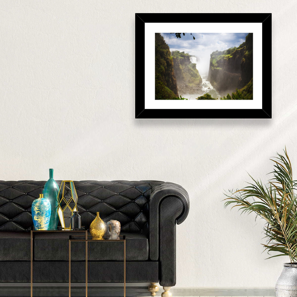 Victoria Falls Zambezi Gorge Wall Art in a room, landscape