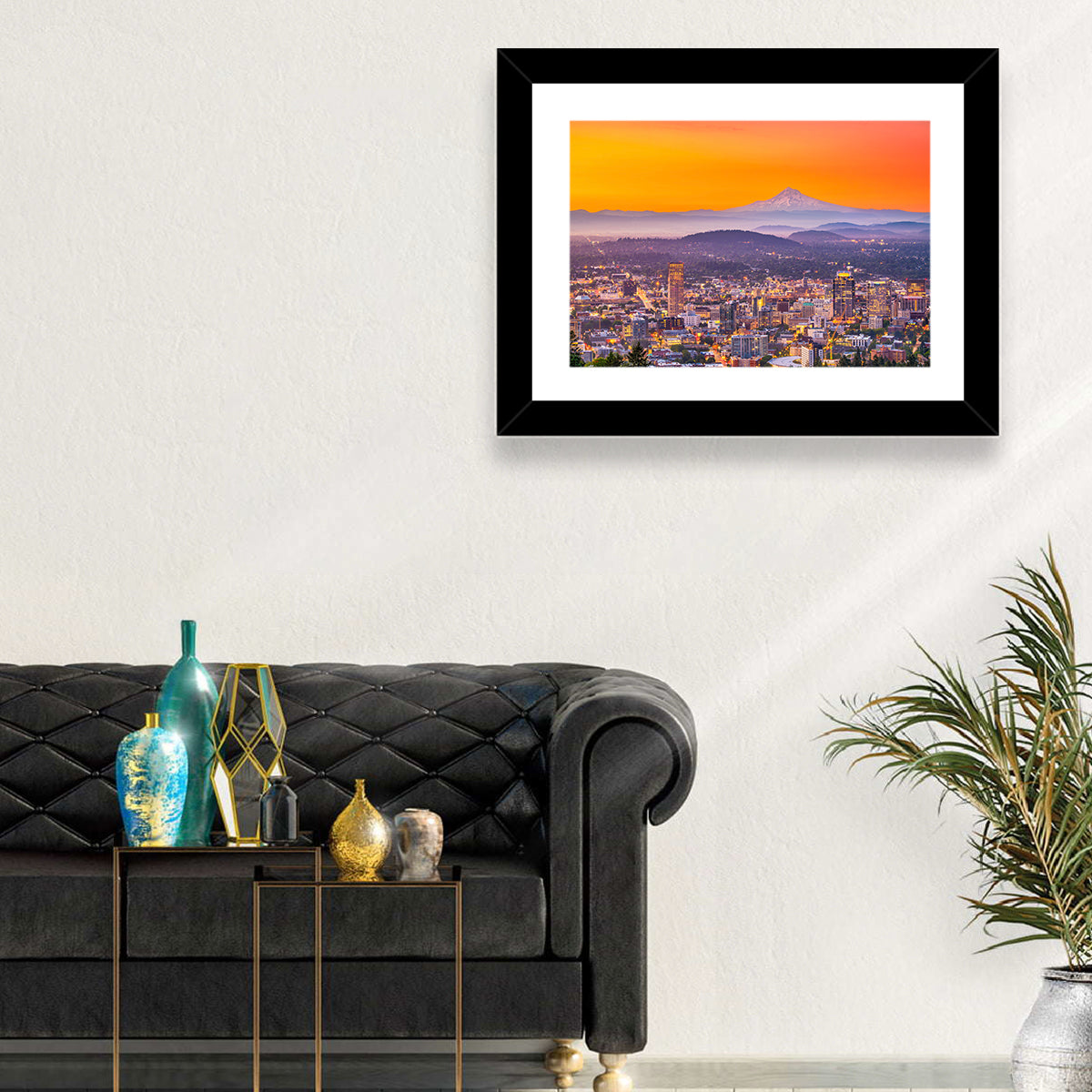 Mount Hood Over Portland Skyline Wall Art