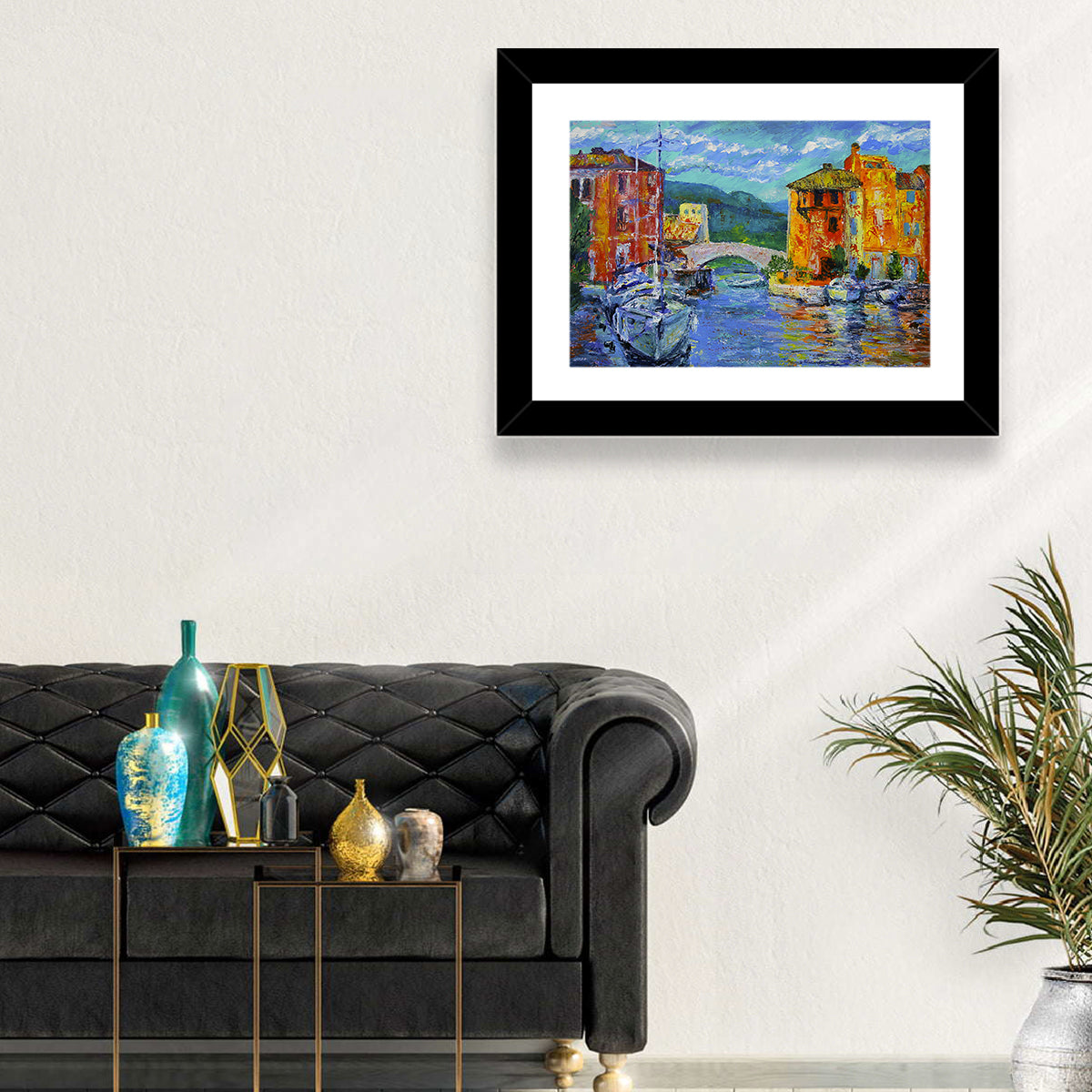 Port Grimaud Canal Scene Wall Art in a room, landscape
