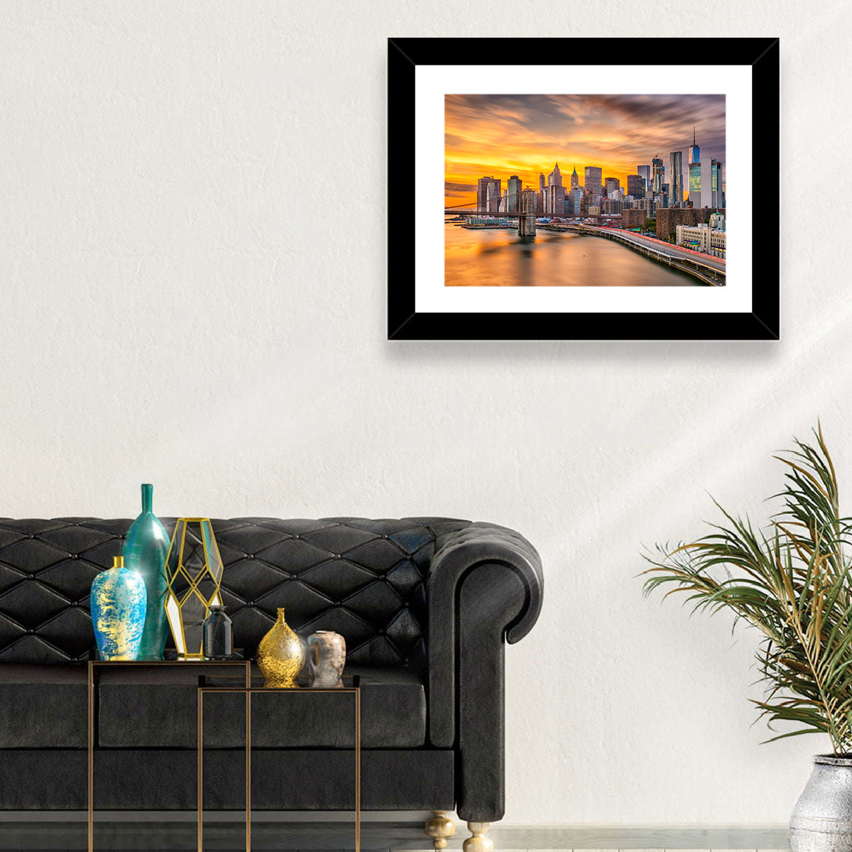 Lower Manhattan Skyline Wall Art in a room, landscape