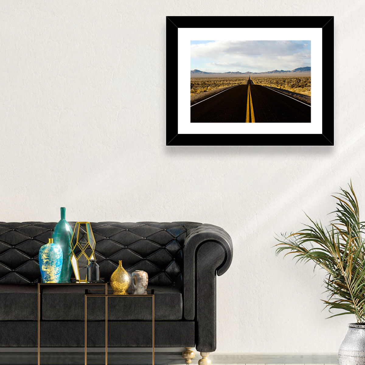 Nevada Desert Highway Wall Art in a room, landscape