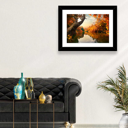 Golden Autumn River Reflections Wall Art