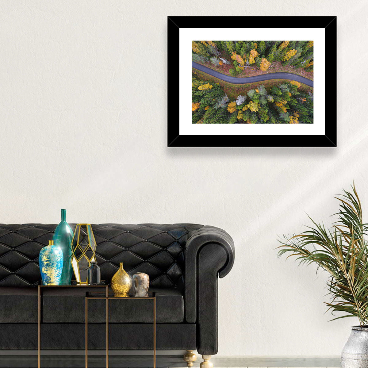 Aerial Autumn Forest Road Wall Art