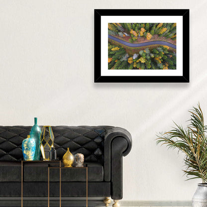 Aerial Autumn Forest Road Wall Art