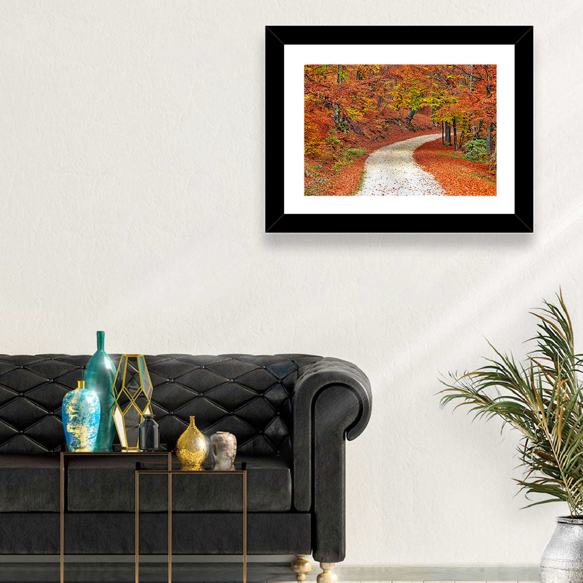 Misty Gravel Path Through Autumn Trees Wall Art