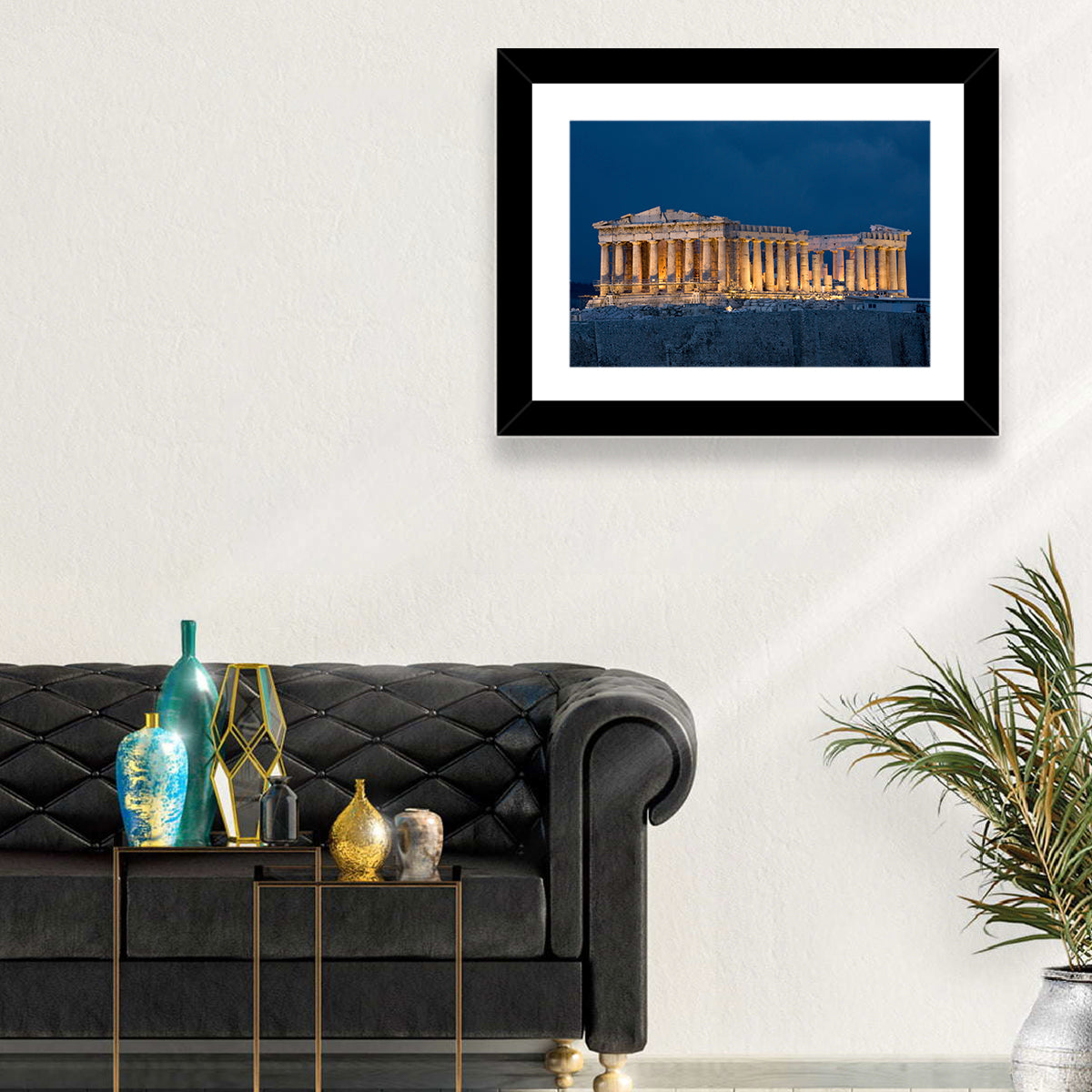Illuminated Parthenon at Night Wall Art