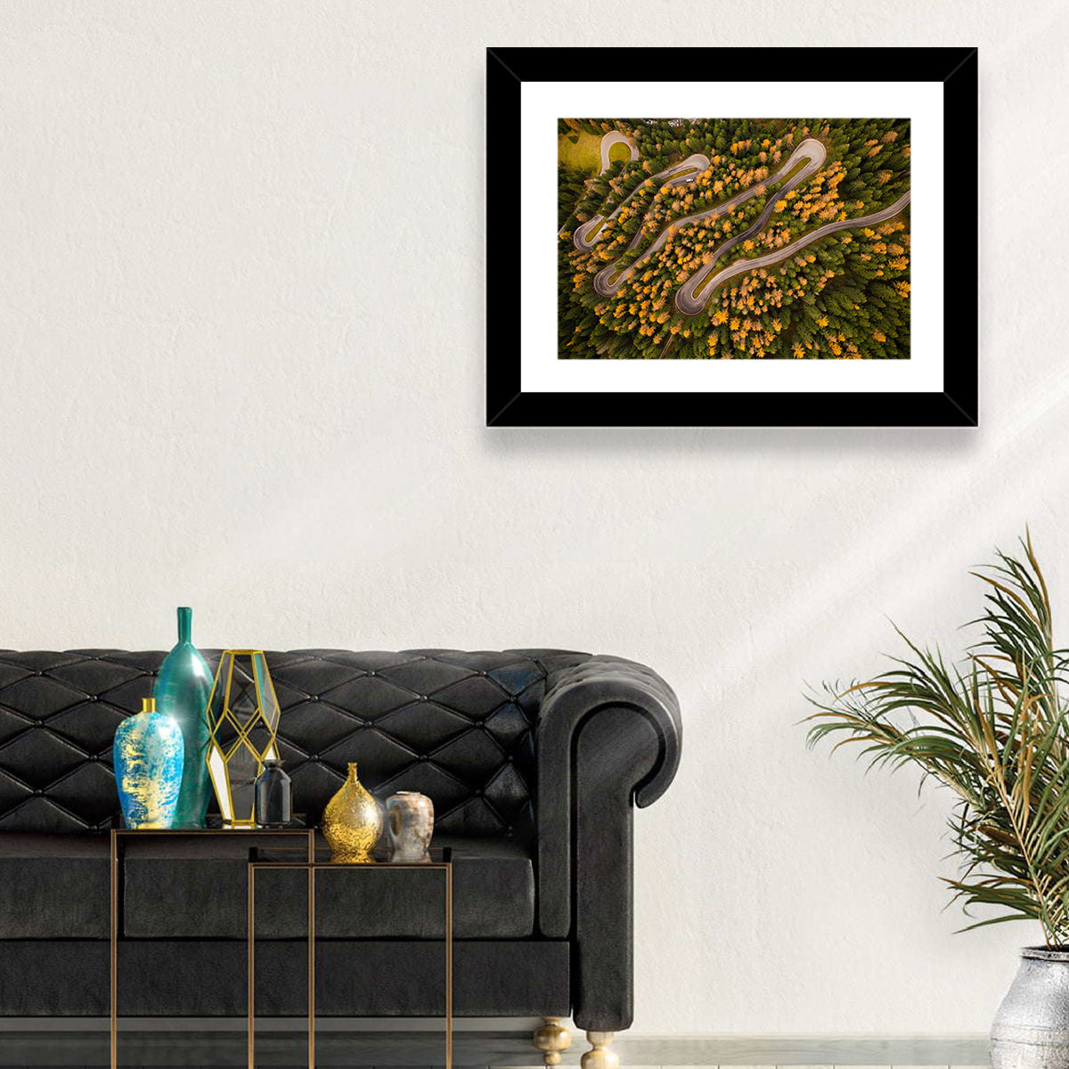 Aerial Curvy Forest Road Wall Art